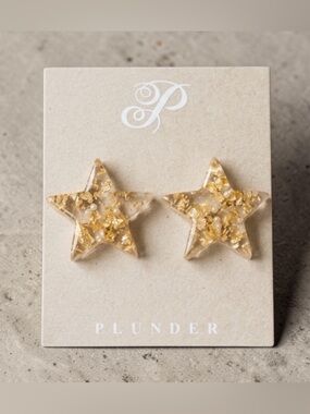 Plunder Gold Star Resin Stud Earrings